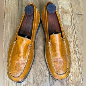 TOD’S Italian Driving Mocs Loafers Deep Gold Pebbled Leather Sz 8